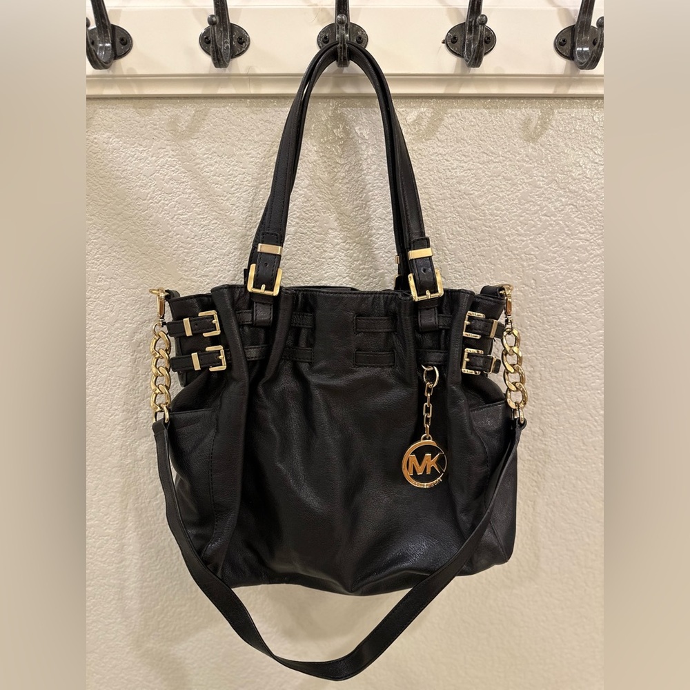 Michael Kors Black Leather Edie Tote Bag